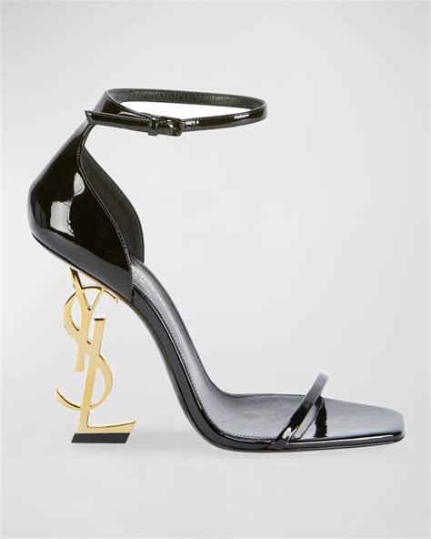 black ysl platform heel|YSL logo heels.